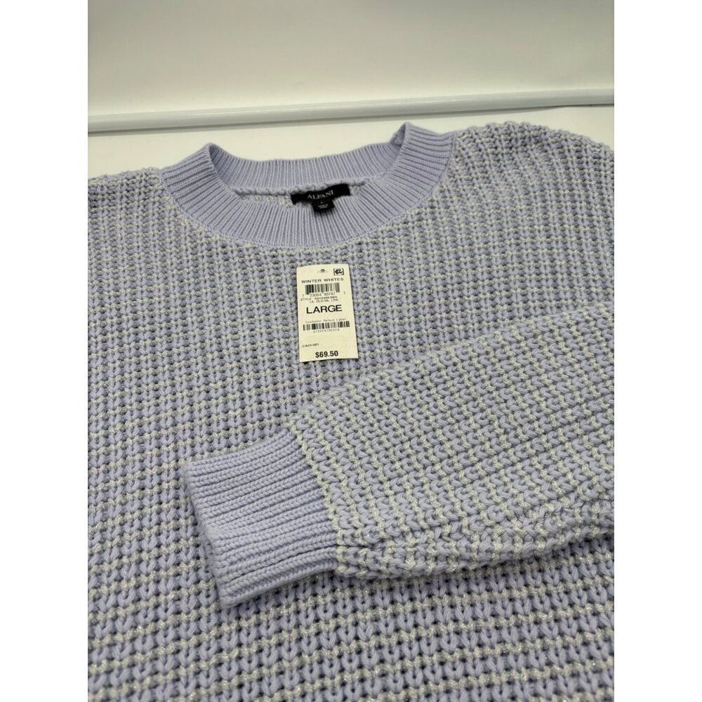 Alfani Metallic Shine Crewneck Sweater, Lavender Cloud, Sz. L - Picture 5 of 9
